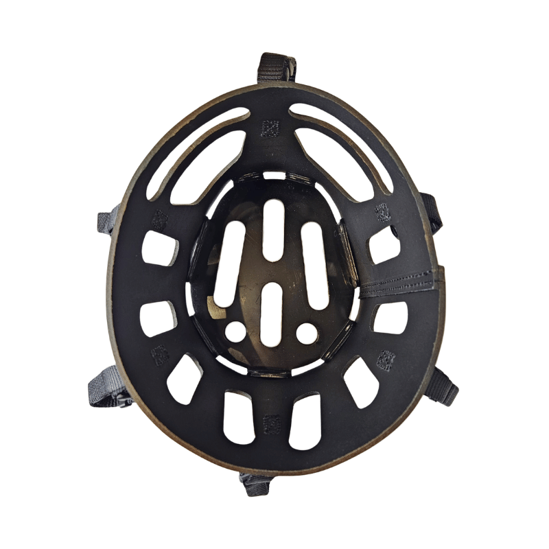 Binnenzijde en bodem van het het as das pferd graasmasker.