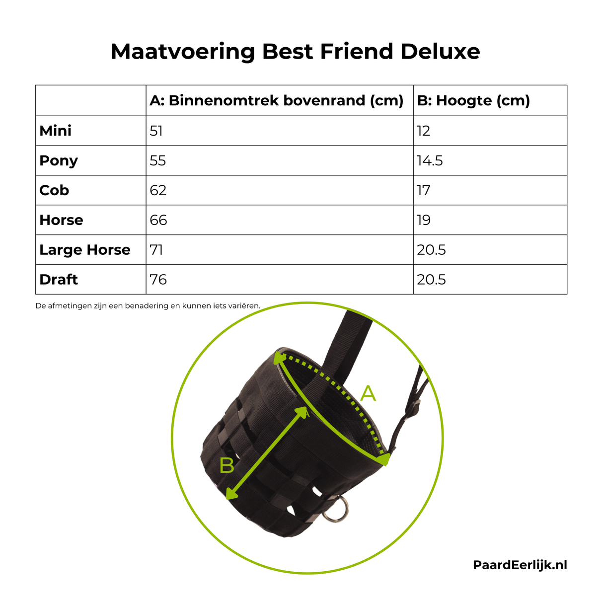 Maattabel van Het Best Friend Deluxe graasmasker