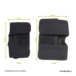 de maten smalle en large muzzle mates met daarbij de afmetingen